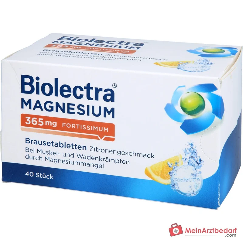Biolectra Magnesium 365 mg fortissimum Magnesiumcarbonat / Magnesiumoxid Brausetabletten Zitronengeschmack, 40 St.