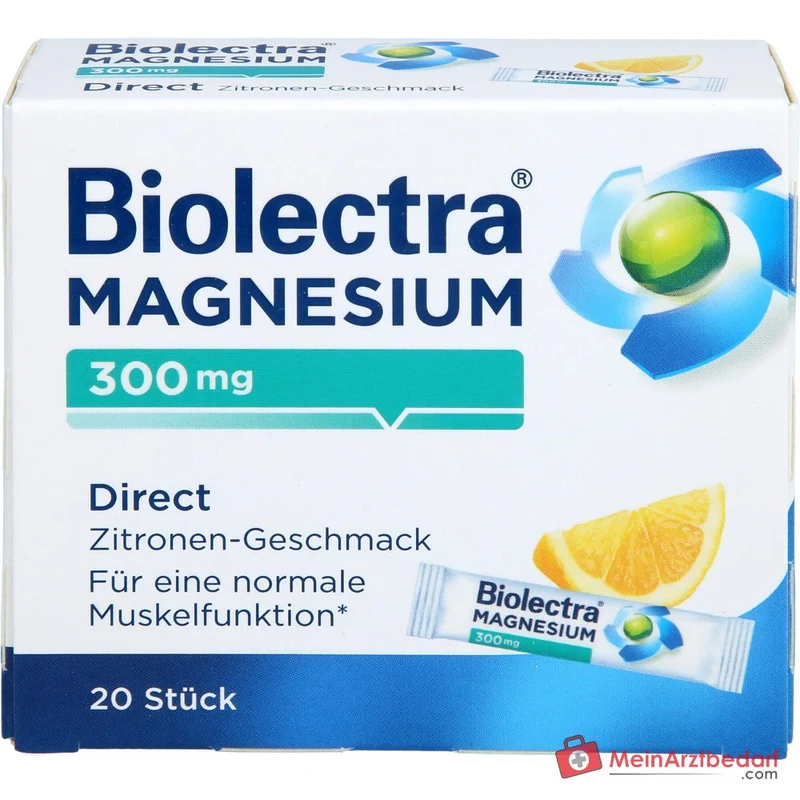 Biolectra Magnesium Magnesiumoxid Direktgranulat mit Zitronengeschmack, 20 Sticks
