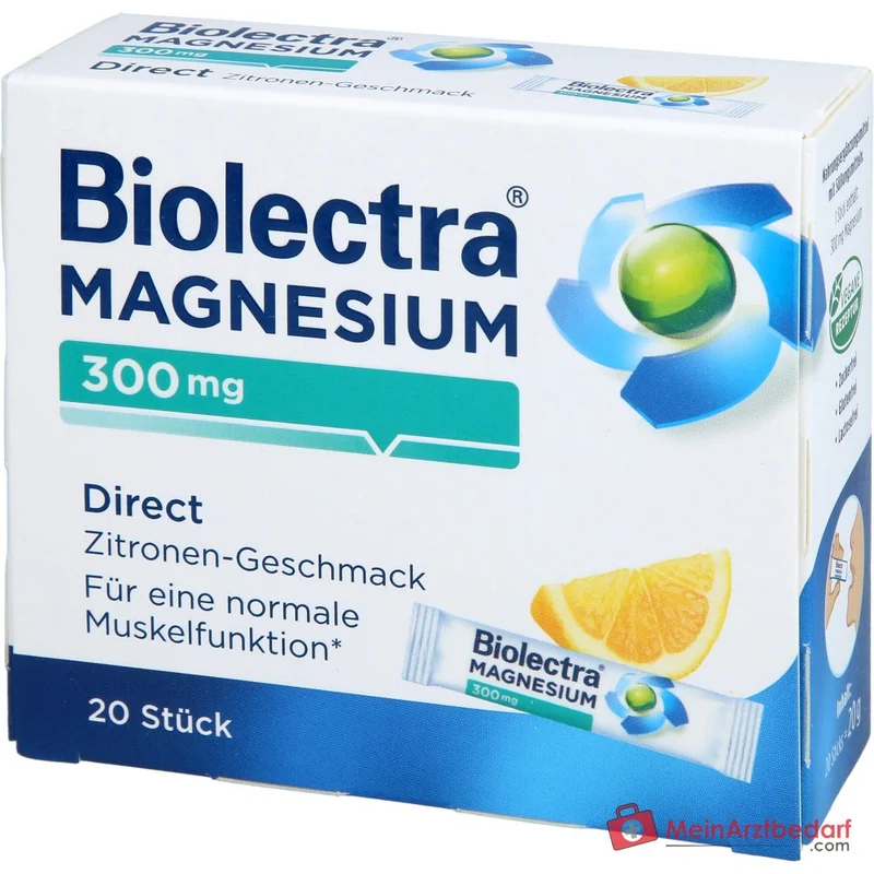 Biolectra Magnesium Magnesiumoxid Direktgranulat mit Zitronengeschmack, 20 Sticks