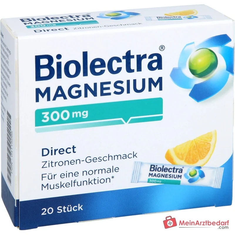 Biolectra Magnesium Magnesiumoxid Direktgranulat mit Zitronengeschmack, 20 Sticks