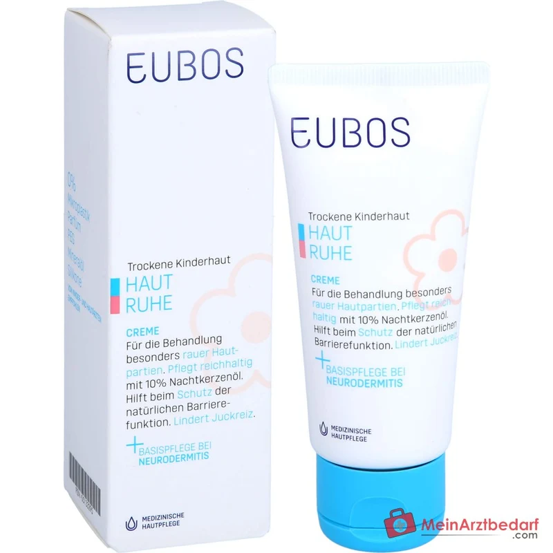 Eubos Kinder Haut Ruhe Nachtkerzenöl / Panthenol / Bisabolol / Allantoin / Johanniskraut-Extrakt Creme, 50 ml