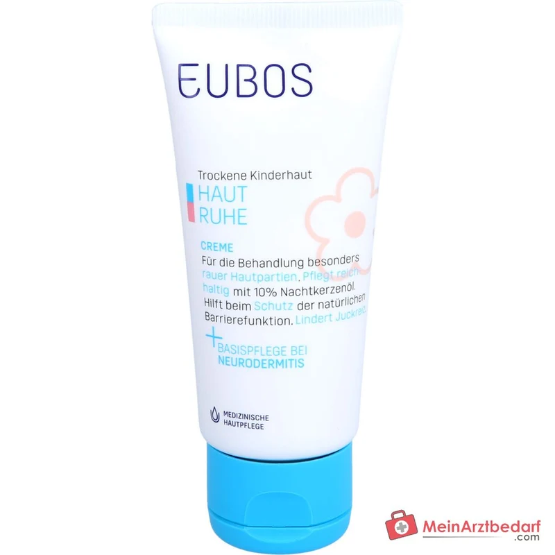 Eubos Kinder Haut Ruhe Nachtkerzenöl / Panthenol / Bisabolol / Allantoin / Johanniskraut-Extrakt Creme, 50 ml
