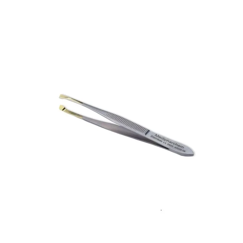 Epileerpincet schuine bek met gouden tip