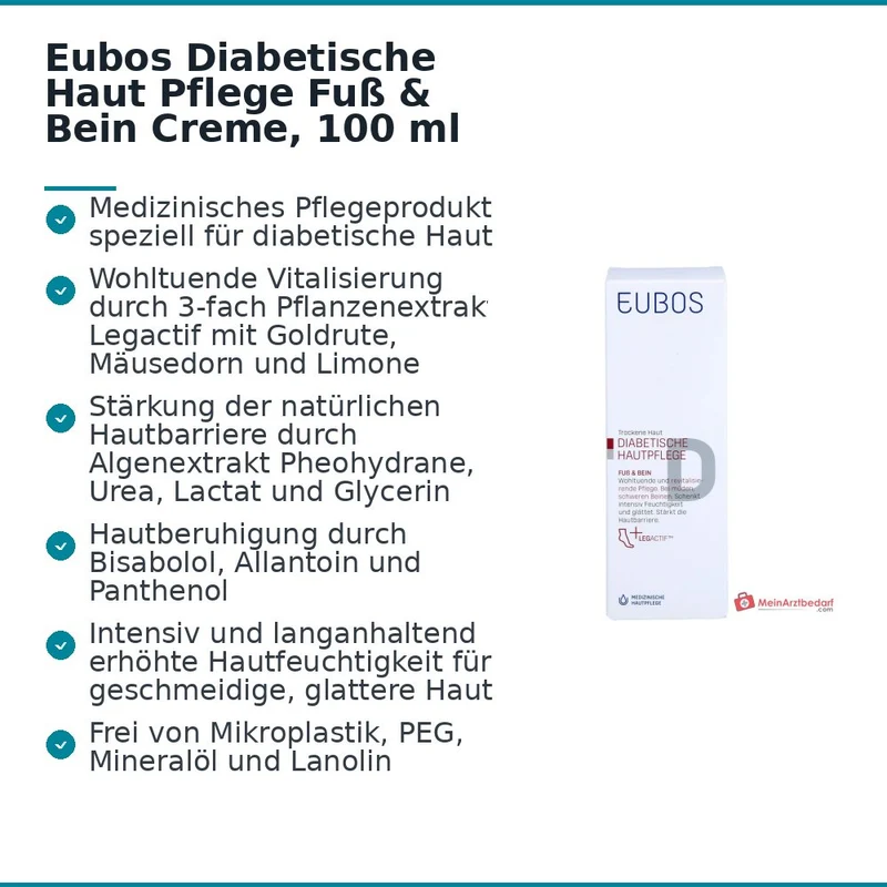 Eubos Diabetische Haut Pflege Fuß & Bein Creme, 100 ml