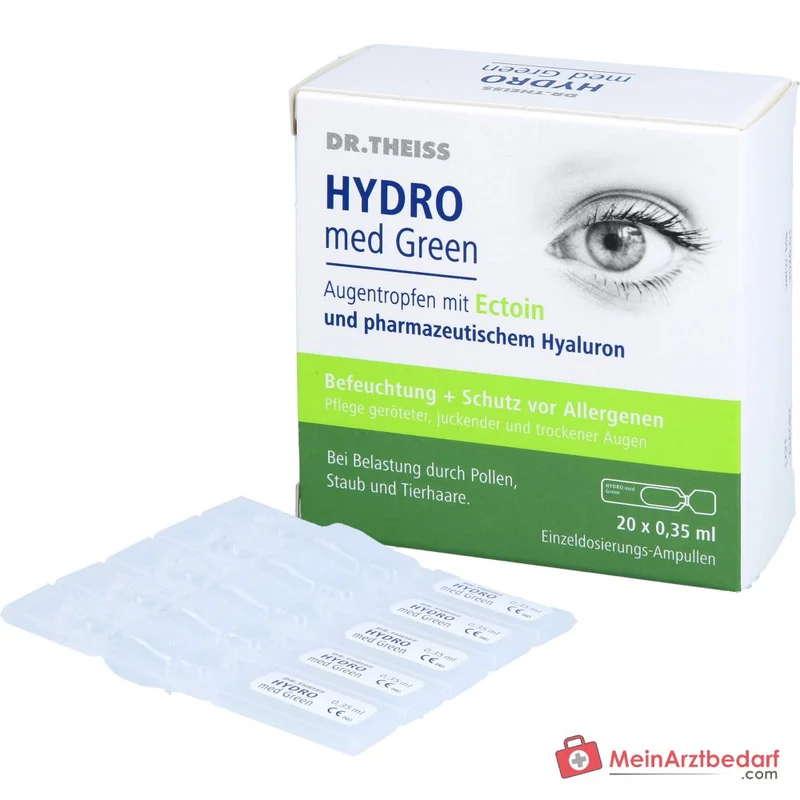 Dr. Theiss Hydro med Green Ectoin / Natriumhyaluronat Augentropfen, 20 x 0,35 ml