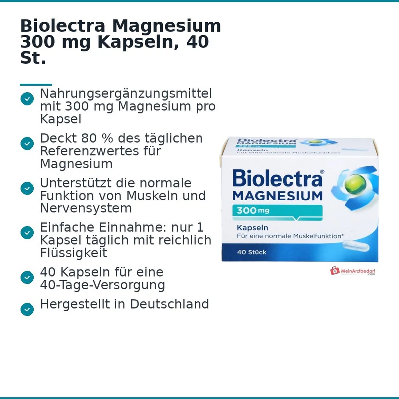 Biolectra Magnesium Magnesiumoxid Kapseln, 40 St.