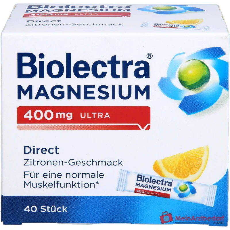 Biolectra Magnesium 400 mg ultra Direct Magnesiumoxid Micro-Pellets Zitronengeschmack, 40 Sticks
