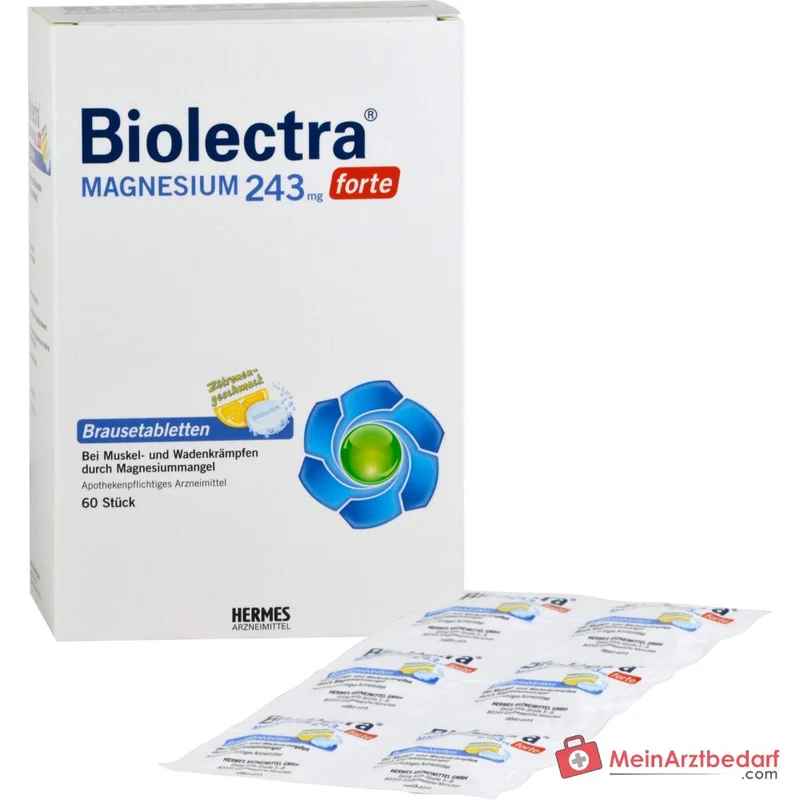 Biolectra Magnesium 243 mg forte Magnesiumoxid Brausetabletten Zitronengeschmack, 60 St.