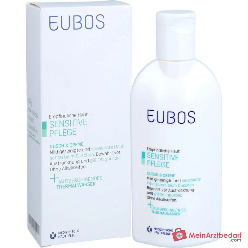 Eubos Sensitive Dusch & Creme Thermalwasser / Panthenol / Pflegende Lipide Emulsion, 200 ml