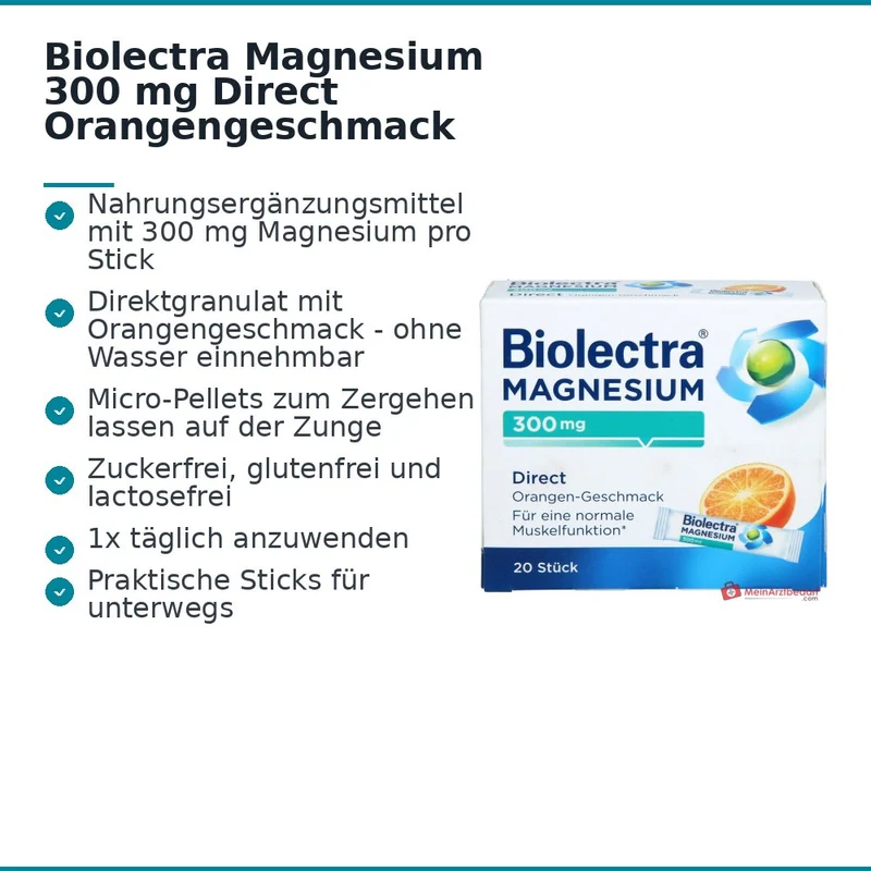 Biolectra Magnesium Direct Magnesiumoxid Direktgranulat Orange, 20 Sticks