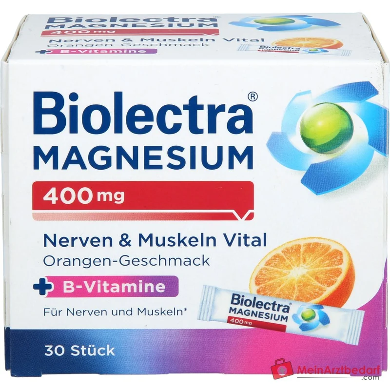 Biolectra Magnesium 400 mg Nerven & Muskeln Vital Magnesium / Vitamin B1 / Vitamin B2 / Vitamin B6 / Vitamin B12 Micro-Pellets, 30 Sticks