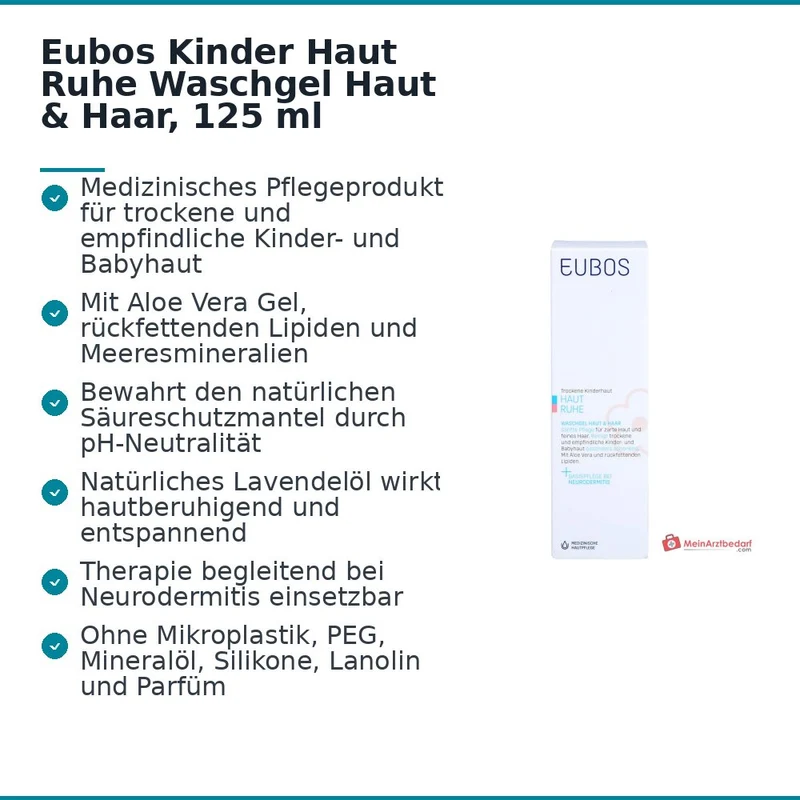 Eubos Kinder Haut Ruhe Waschgel Aloe Vera / Meeresmineralien / Lavendelöl Gel, 125 ml