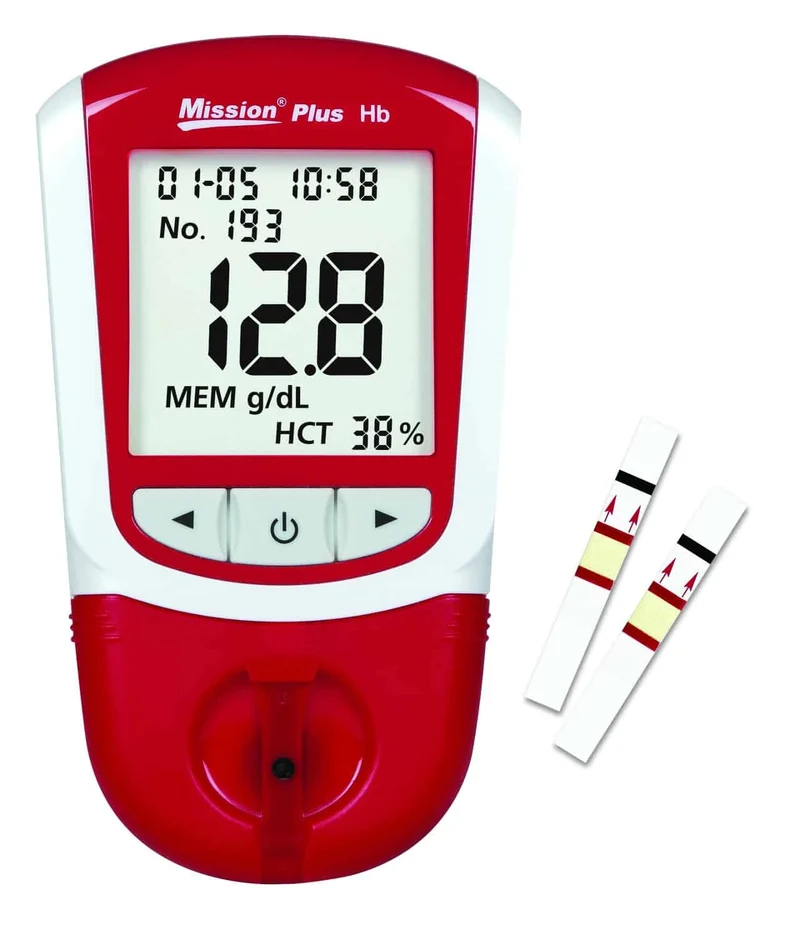 Mission® HB Plus meter startkit voor Hemoglobine en Hematocriet