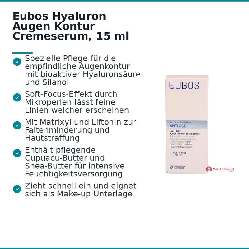 Eubos Hyaluron Augen Kontur Cremeserum, 15 ml