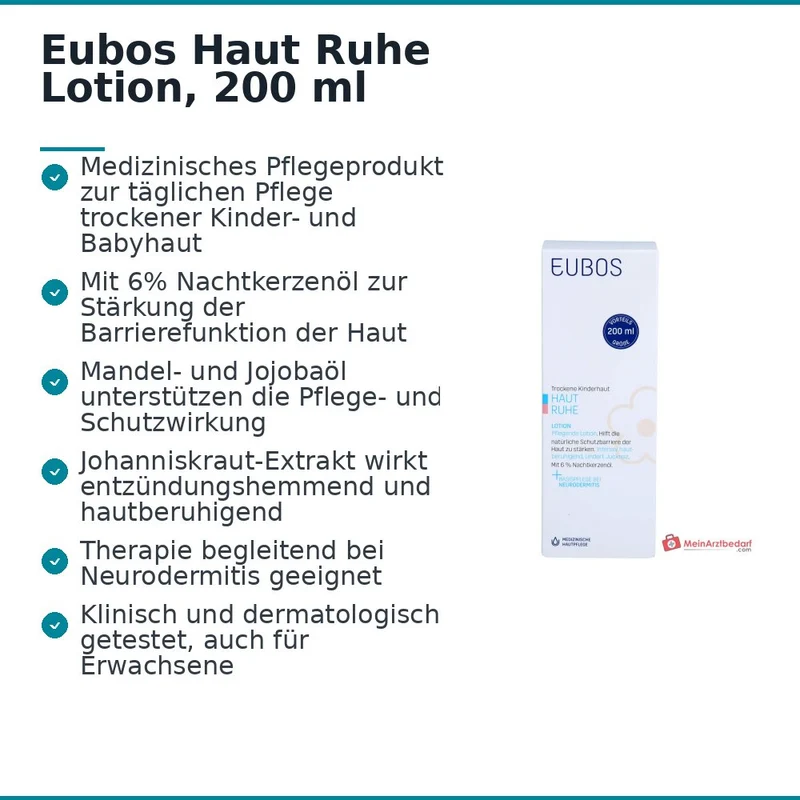 Eubos Haut Ruhe Lotion Nachtkerzenöl / Mandelöl / Jojobaöl / Johanniskraut-Extrakt Lotion, 200 ml