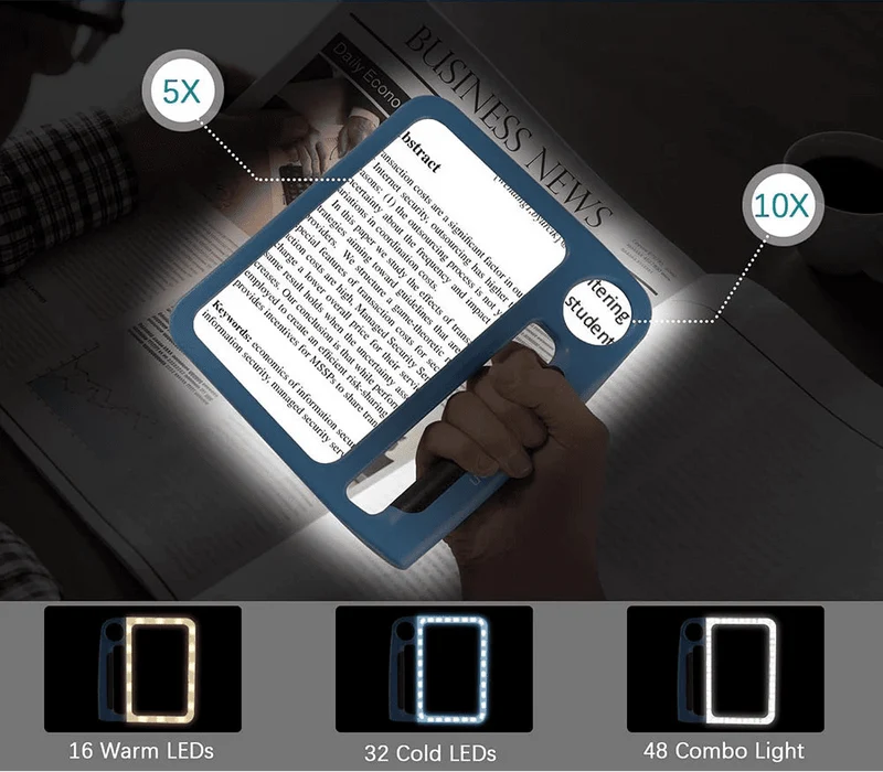 CLARIONIC - USB wiederaufladbare Handlupe mit LED-Licht 5x 10x