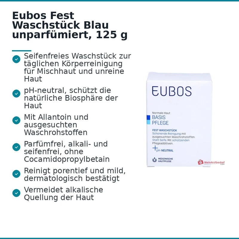 Eubos Fest Waschstück Blau unparfümiert, 125 g