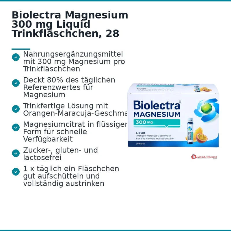Biolectra Magnesium 300 mg Liquid Magnesiumcitrat Trinkfläschchen, 28 St.