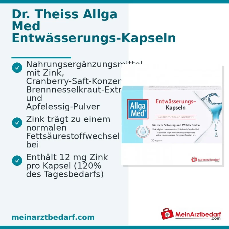 Dr. Theiss Allga Med Entwässerungs-Kapseln Zink / Cranberry / Brennnessel / Apfelessig Kapseln, 30 St.