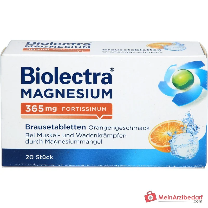 Biolectra Magnesium 365 mg fortissimum Magnesium Brausetabletten Orangengeschmack, 20 St.