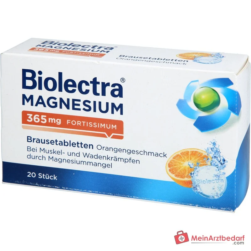Biolectra Magnesium 365 mg fortissimum Magnesium Brausetabletten Orangengeschmack, 20 St.