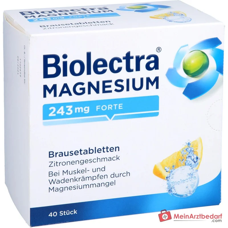 Biolectra Magnesium 243 mg forte Magnesiumoxid Brausetabletten Zitronengeschmack, 40 St.
