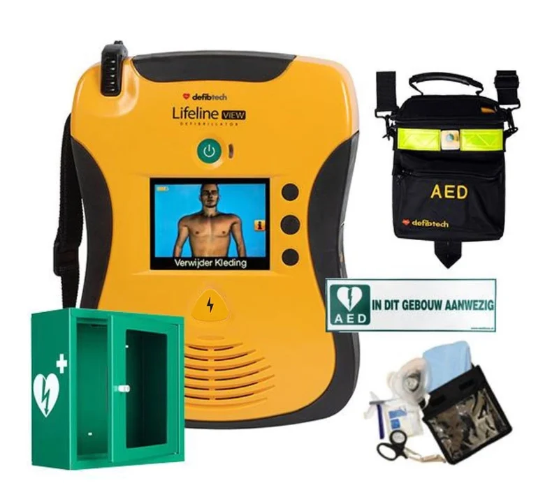 Defibtech Lifeline View AED halfautomaat - actiepakket met wandkast - Duits