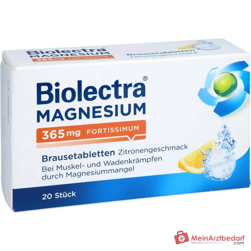 Biolectra Magnesium 365 mg fortissimum Magnesiumcarbonat / Magnesiumoxid Brausetabletten Zitronengeschmack, 20 St.