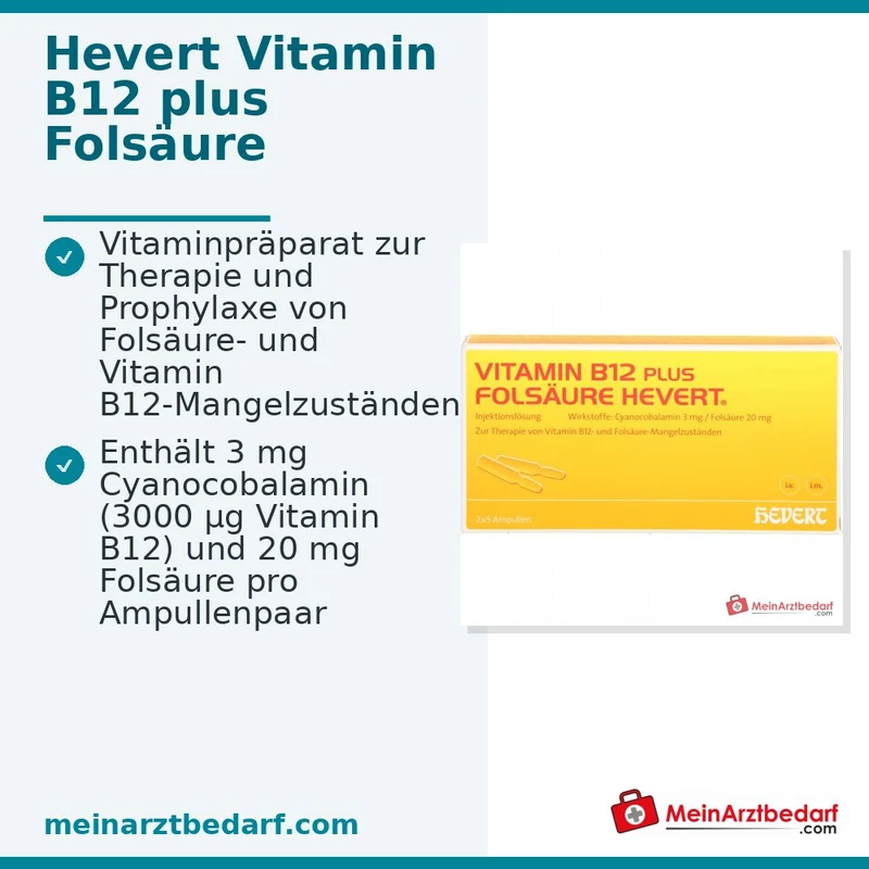 Hevert Vitamin B12 plus Folsäure Injektionslösung, 2 x 5 Ampullen