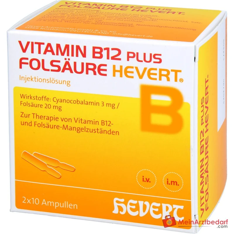 Hevert Vitamin B12 plus Folsäure Injektionslösung, 2 x 10 Ampullen
