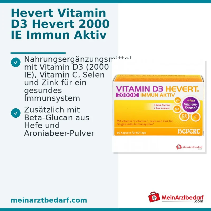 Hevert Vitamin D3 2000 IE Immun Aktiv Vitamin Kapseln, 60 St.