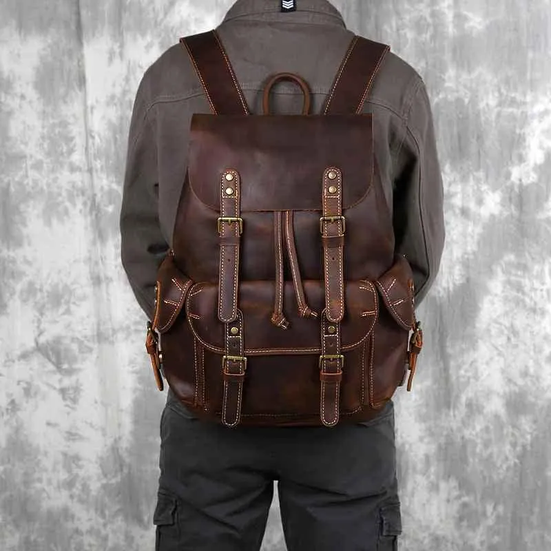 Herren Vintage Rucksack mit Geräumigem Innenraum