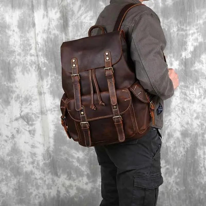 Herren Vintage Rucksack mit Geräumigem Innenraum