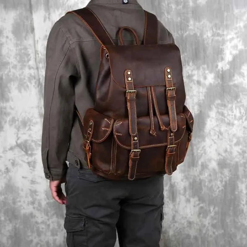 Herren Vintage Rucksack mit Geräumigem Innenraum