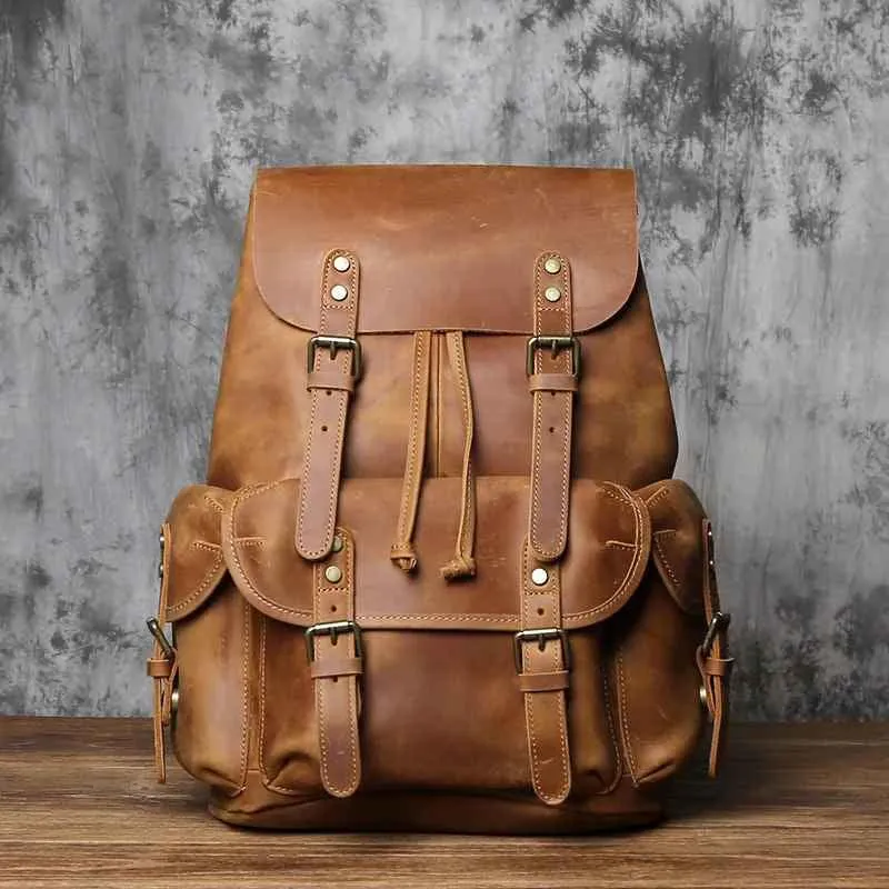 Herren Vintage Rucksack mit Geräumigem Innenraum