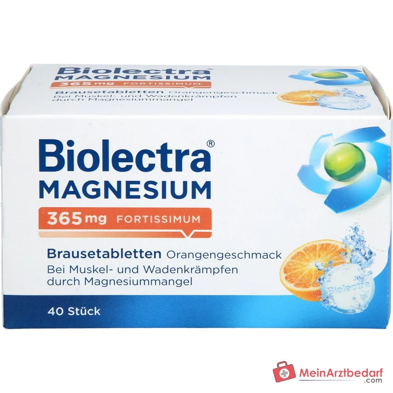 Biolectra Magnesium 365 mg fortissimum Magnesiumcarbonat / Magnesiumoxid Brausetabletten Orangengeschmack, 40 St.