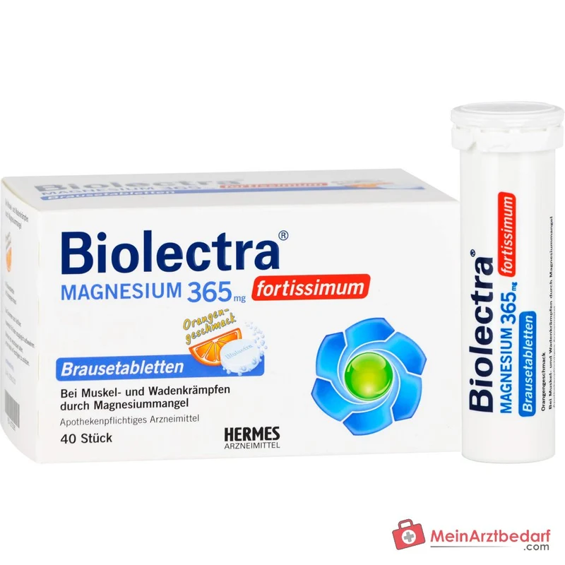 Biolectra Magnesium 365 mg fortissimum Magnesiumcarbonat / Magnesiumoxid Brausetabletten Orangengeschmack, 40 St.