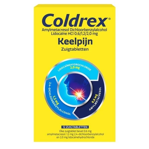 Coldrex Keeltablet zuigtablet - zuigtabletten met lidocaïne 12 zuigtabletten