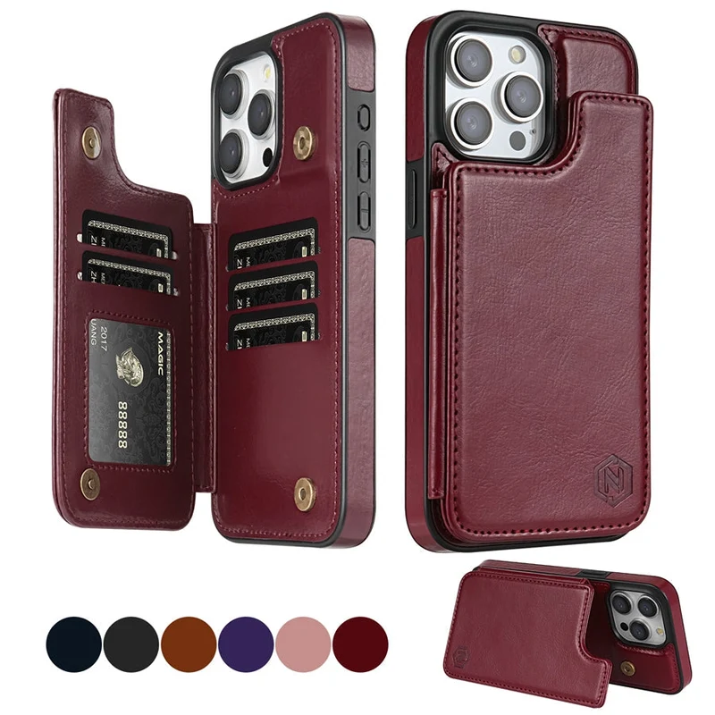 Luxe Leder Handyhülle mit Kartenfächern und Magnetverschluss