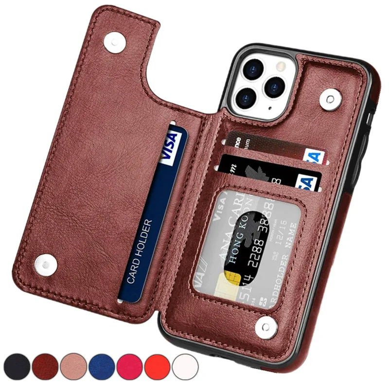 Luxe Leder Handyhülle mit Kartenfächern und Magnetverschluss