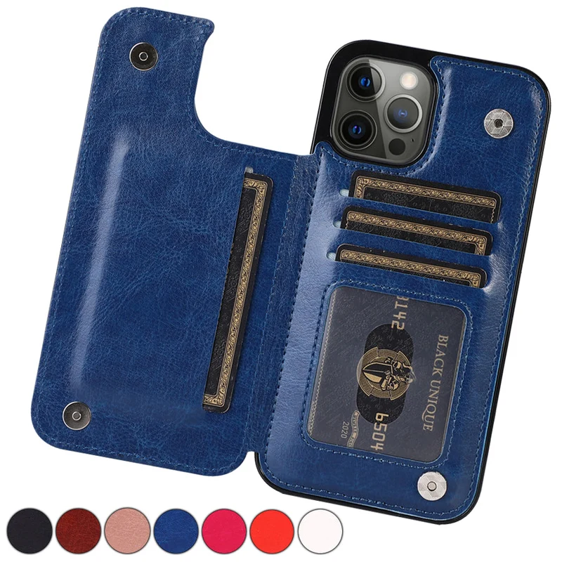 Luxe Leder Handyhülle mit Kartenfächern und Magnetverschluss
