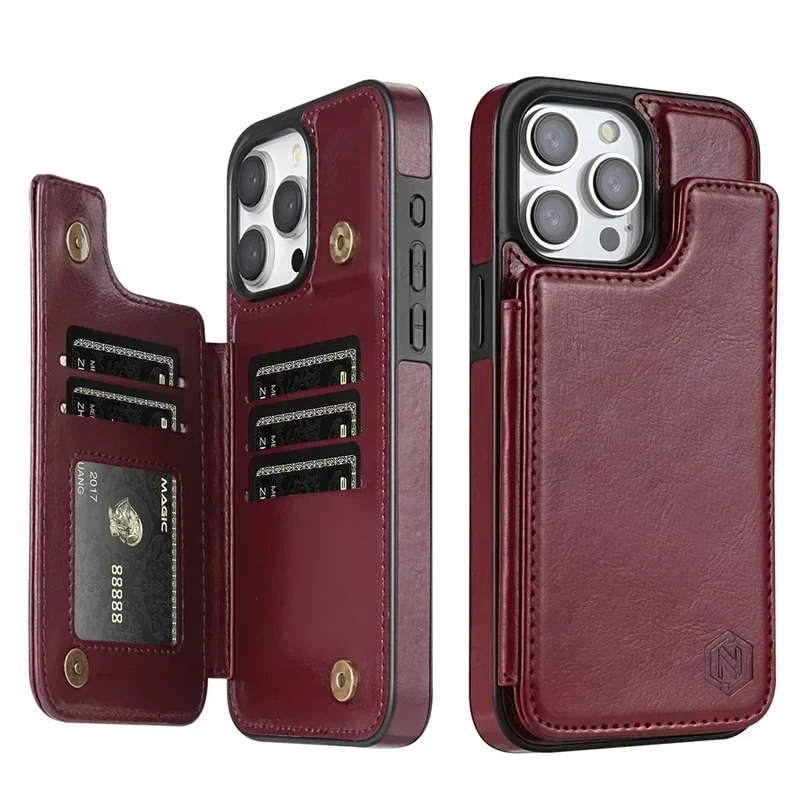 Luxe Leder Handyhülle mit Kartenfächern und Magnetverschluss