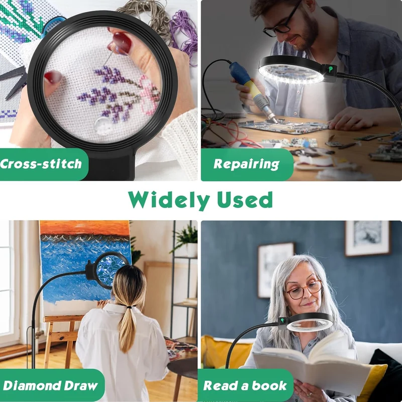 Handsfree LED-Vergrößerungsglas mit 10X/20X Zoom zum Lesen und für Hobbys