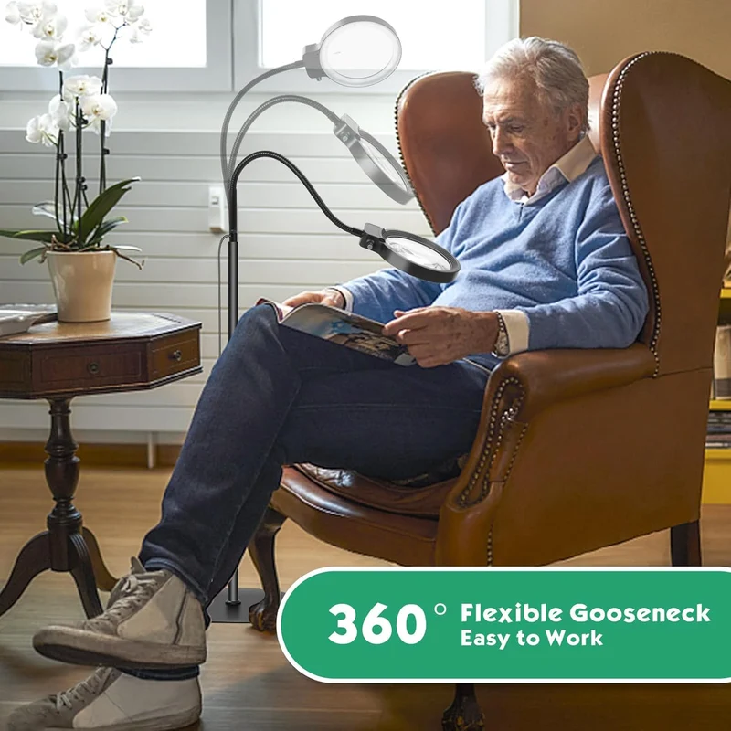 Handsfree LED-Vergrößerungsglas mit 10X/20X Zoom zum Lesen und für Hobbys