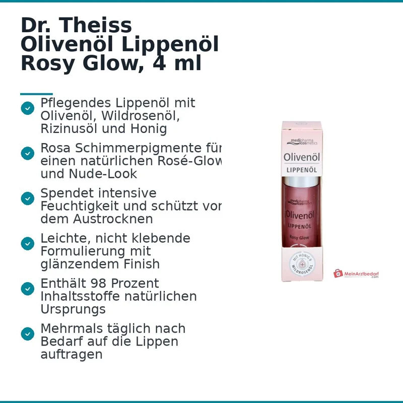 Dr. Theiss Olivenöl Lippenöl Rosy Glow, 4 ml