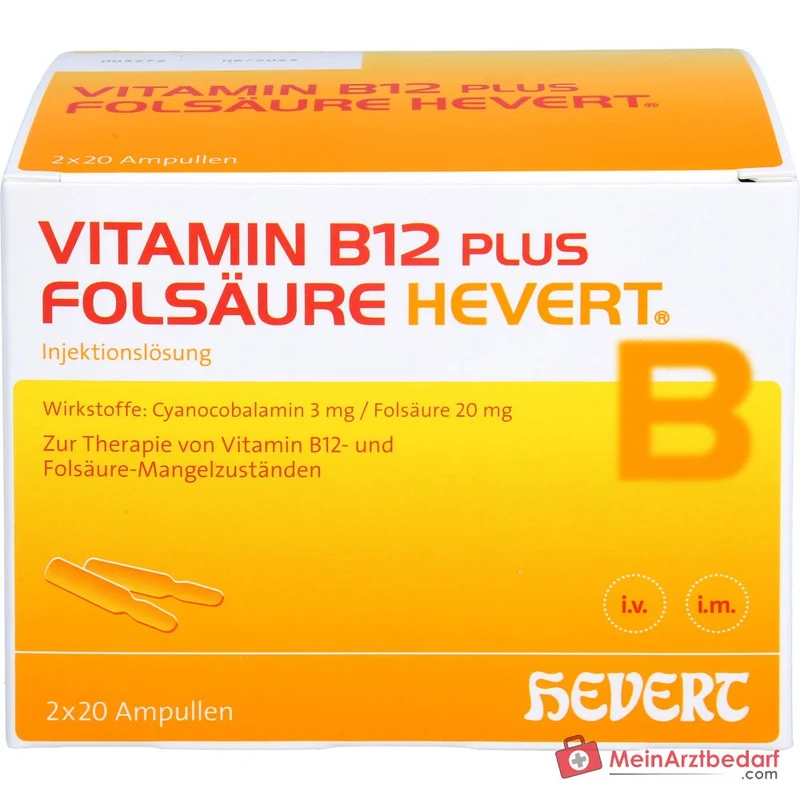 Hevert Vitamin B12 plus Folsäure Injektionslösung, 2 x 20 Ampullen