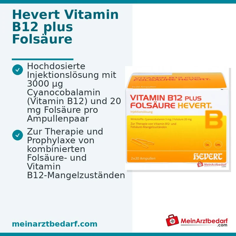 Hevert Vitamin B12 plus Folsäure Injektionslösung, 2 x 20 Ampullen