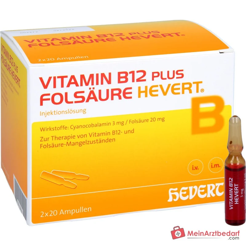 Hevert Vitamin B12 plus Folsäure Injektionslösung, 2 x 20 Ampullen