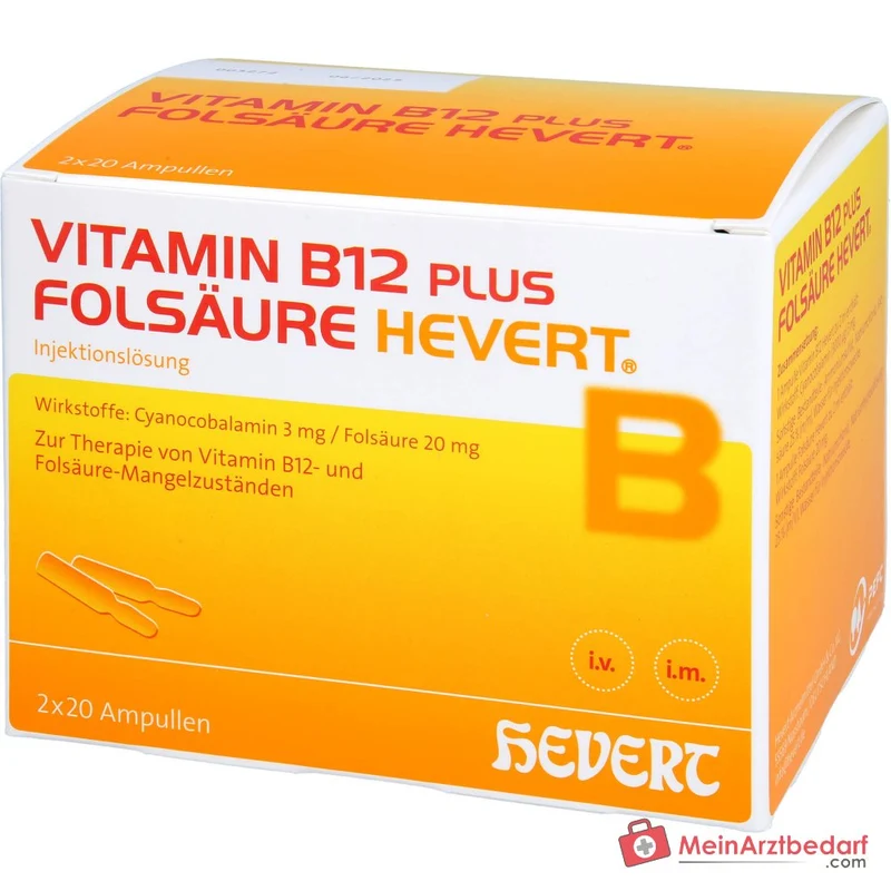 Hevert Vitamin B12 plus Folsäure Injektionslösung, 2 x 20 Ampullen