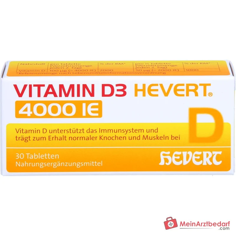 Hevert Vitamin D3 Cholecalciferol Tabletten 4000 IE, 30 St.